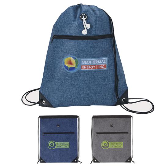 denim drawstring backpack